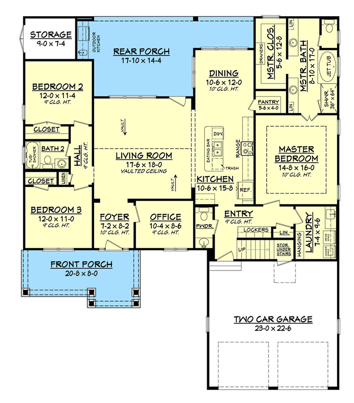 Plan 51738HZ: Well-Appointed Craftsman House Plan - 2004 Sq Ft - Floor Plan - Main Level - Country, Craftsman, New American, Northwest