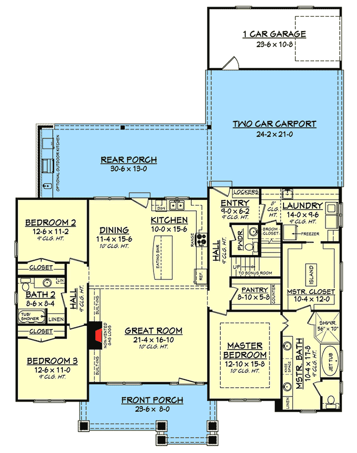 Plan 51739HZ: Craftsman House Plan Loaded with Style - Floor Plan - Main Level - Cottage, Country, Craftsman, Northwest, Traditional