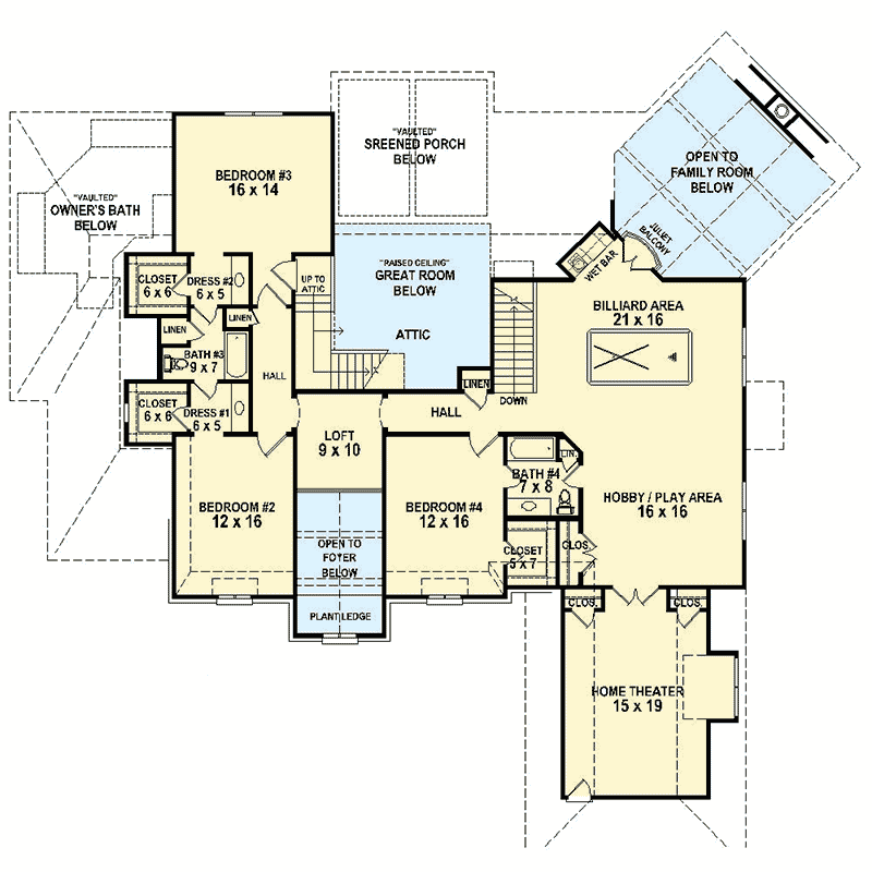 Plan 58616SV: European House Plan with Exquisite Details - Floor Plan - 2nd Floor - European, French Country, Traditional
