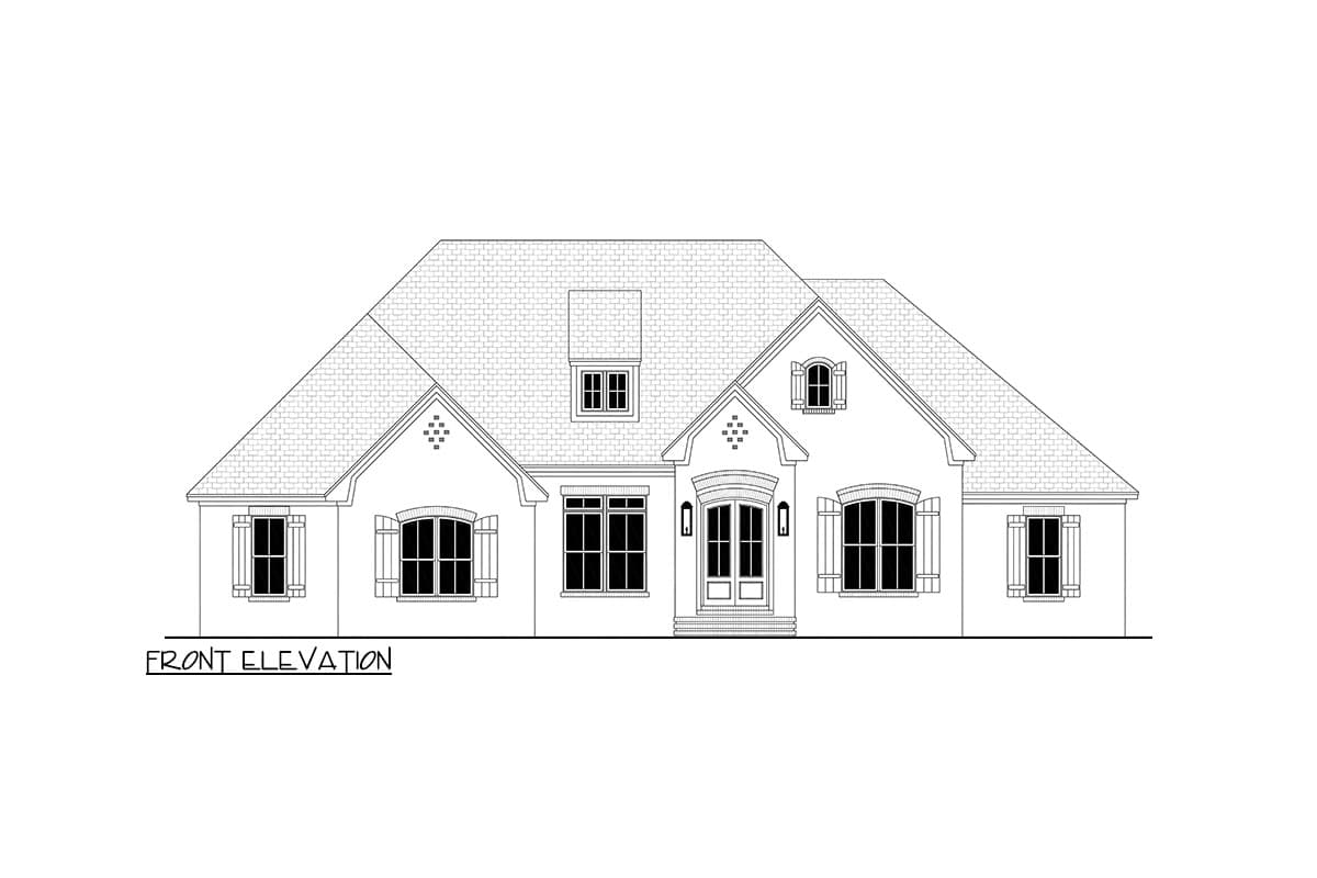 Plan 51741HZ:  Split Bedroom Traditional House Plan - 2506 Sq Ft - Image #6 - Acadian, French Country, Louisiana-Style, Southern, Transitional