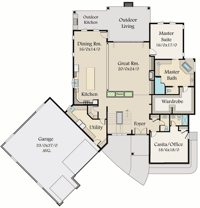 Plan 85146MS: Sleek, Modern House Plan with Second Floor Rec Room - Floor Plan - Main Level - Modern, Prairie