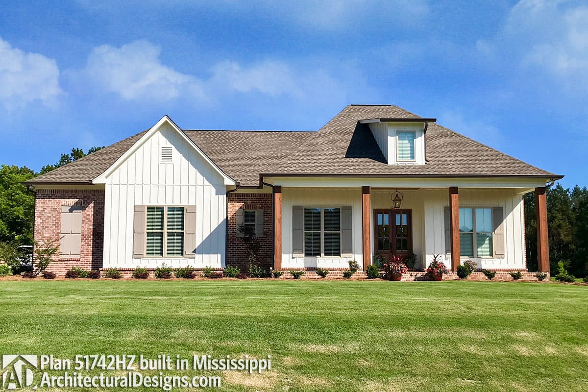 Plan 51742HZ: 3 Bed Acadian Home Plan with Bonus Over Carport - 1900 Sq Ft - Image #5 - Acadian, Country, European, French Country, Louisiana-Style