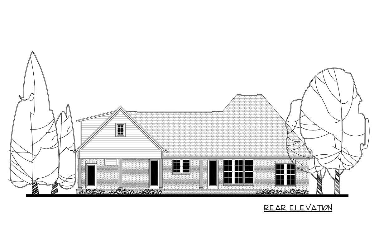 Plan 51742HZ: 3 Bed Acadian Home Plan with Bonus Over Carport - 1900 Sq Ft - Image #9 - Acadian, Country, European, French Country, Louisiana-Style