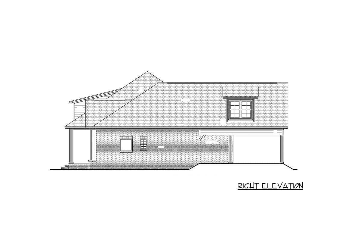 Plan 51742HZ: 3 Bed Acadian Home Plan with Bonus Over Carport - 1900 Sq Ft - Image #11 - Acadian, Country, European, French Country, Louisiana-Style