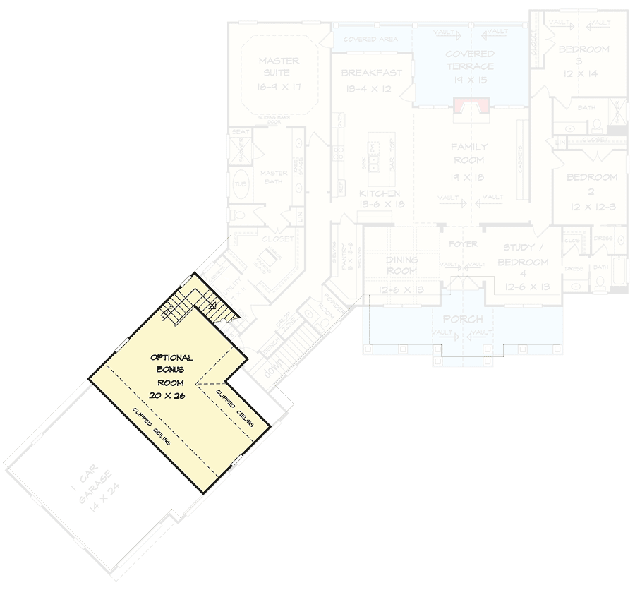 Plan 36075DK: Craftsman House Plan with 3 Car Angled Garage - Floor Plan - Bonus - Craftsman, Mountain, Rustic