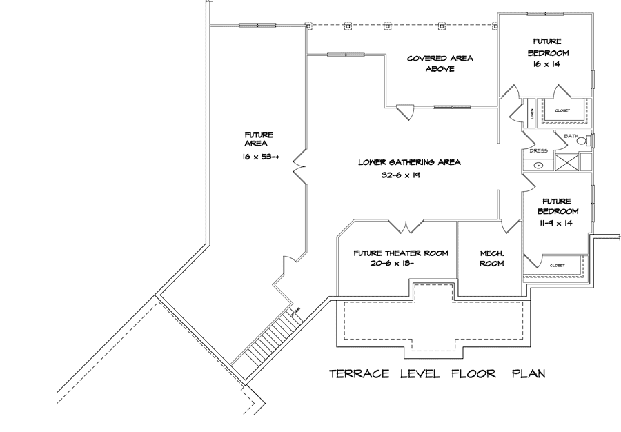 Plan 36075DK: Craftsman House Plan with 3 Car Angled Garage - Floor Plan - Lower Level - Craftsman, Mountain, Rustic