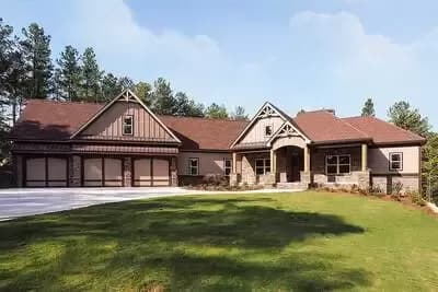 Craftsman House Plan with 3 Car Angled Garage