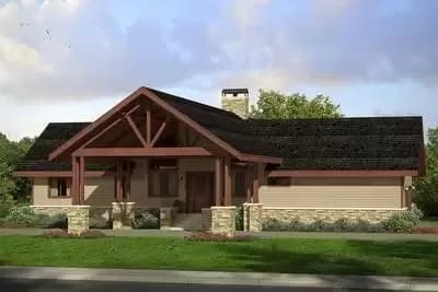 Lodge Style Two Bedroom House Plan