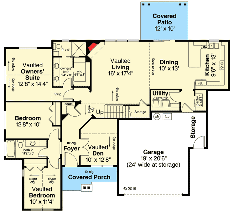 Plan 72858DA: Delightful Vaulted Ceilings - Floor Plan - Main Level - Craftsman, Northwest