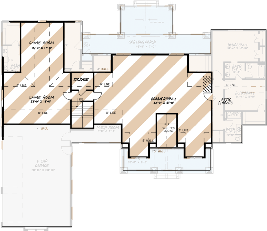 Plan 70531MK: Mountain Style 4 Bedroom House Plan with 2 Bonus Rooms - 3101 Sq Ft - Floor Plan - Optionally Finished 2nd Level - Bungalow, Country, Craftsman, Mountain