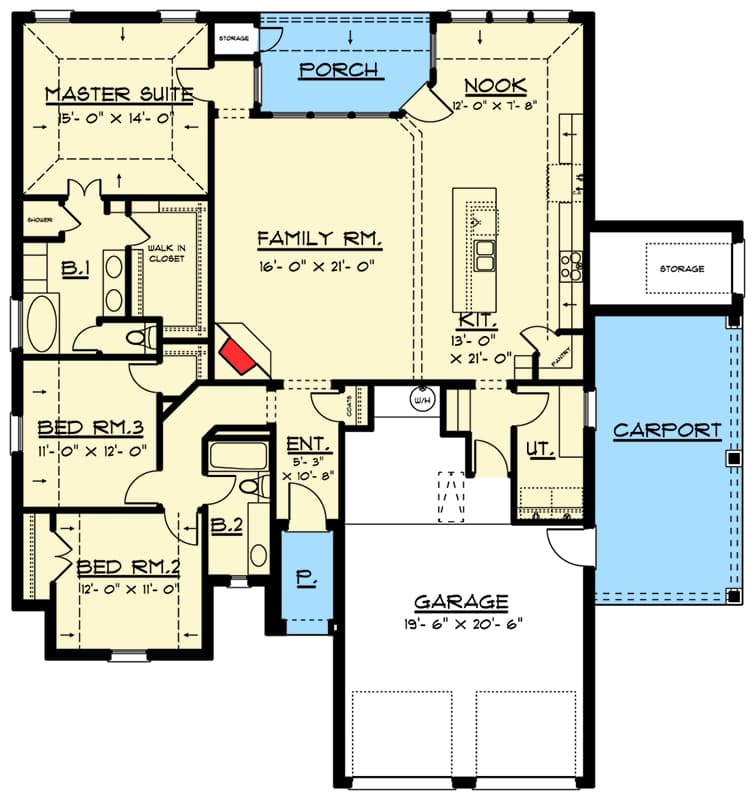 Plan 915000CHP: Elegant Brick Ranch House Plan - Floor Plan - Main Level - European, Ranch, Traditional