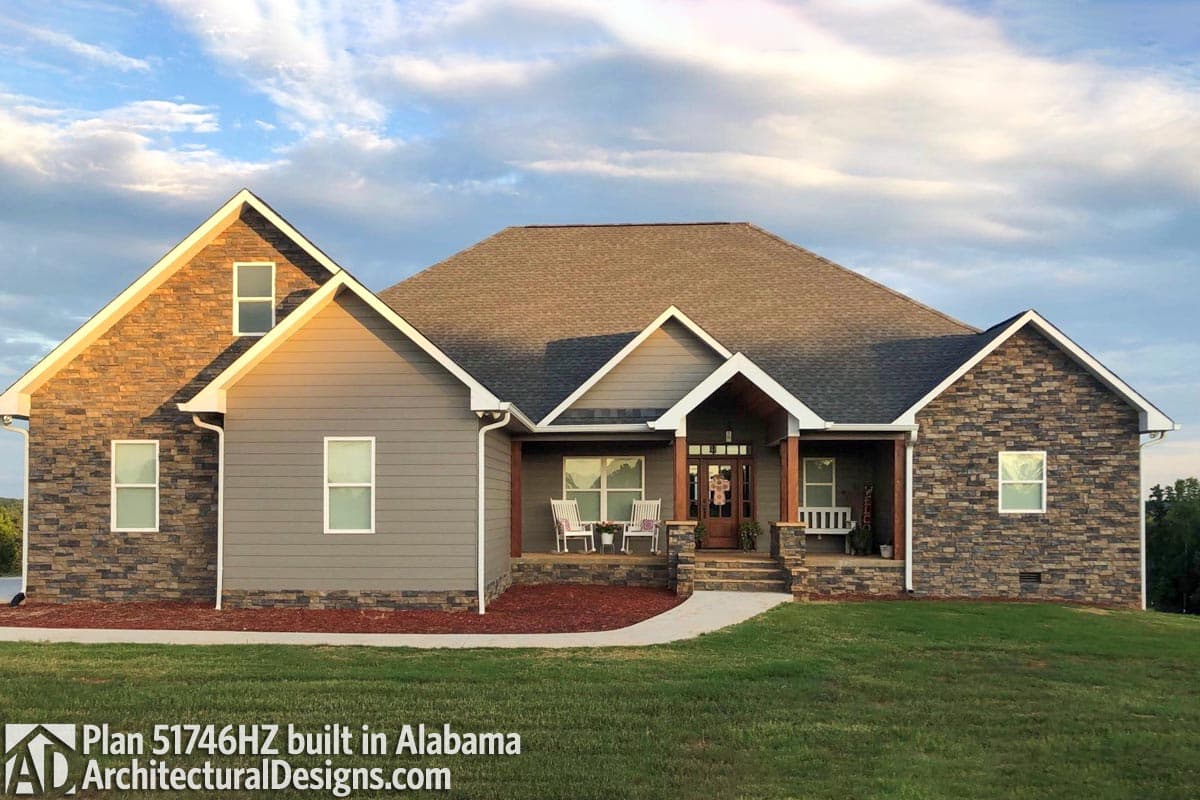 Plan 51746HZ: Craftsman House Plan with Rustic Exterior and Bonus Above the Garage - 2597 Sq Ft - Image #5 - Cottage, Country, Craftsman, New American, Rustic, Traditional