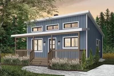 Tiny Weekend Getaway House Plan with Options