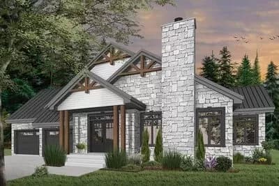3-Bed House Plan with Vaulted, Open Floor Plan Great Room