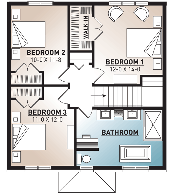 Plan 22451DR: Economical Prairie Style House Plan - Floor Plan - 2nd Floor - Northwest, Prairie