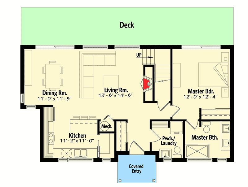 Plan 22464DR: 3 Bed Modern Cottage House Plan - Floor Plan - Main Level - Cottage, Modern