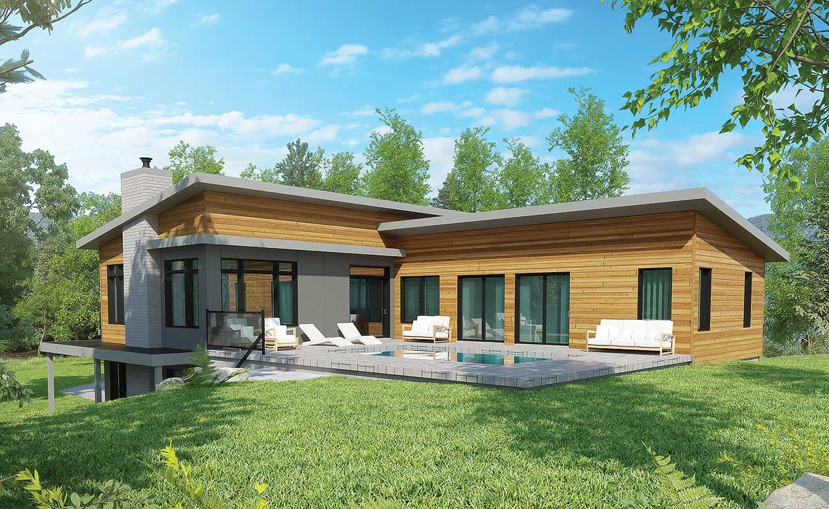 Plan 22466DR: Mid-Century Modern Multi-Generational House Plan for a Sloping Lot - Image #5 - Contemporary, Mid Century Modern, Modern, Northwest