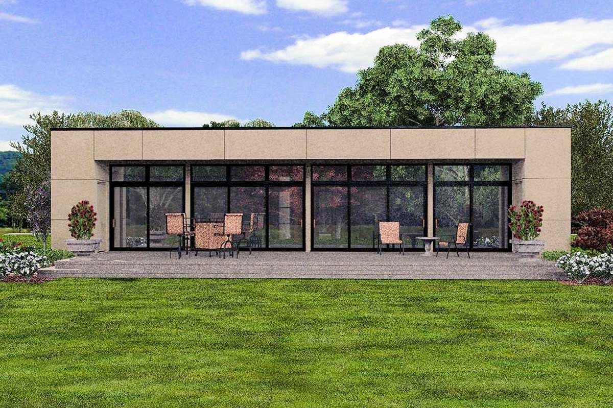 Plan 69626AM: Modern Two Bedroom House Plan with 2-Car Garage - 1268 Sq Ft - Image #7 - Contemporary, Modern