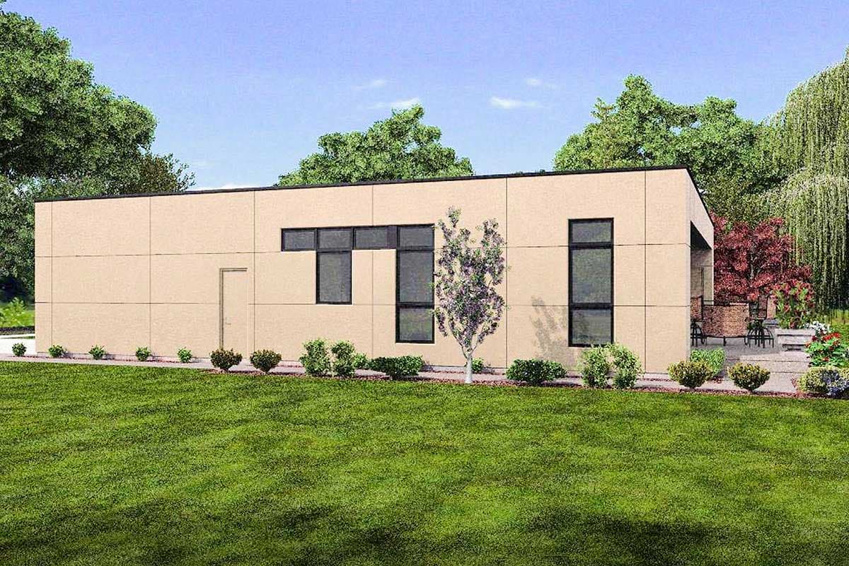 Plan 69626AM: Modern Two Bedroom House Plan with 2-Car Garage - 1268 Sq Ft - Image #10 - Contemporary, Modern