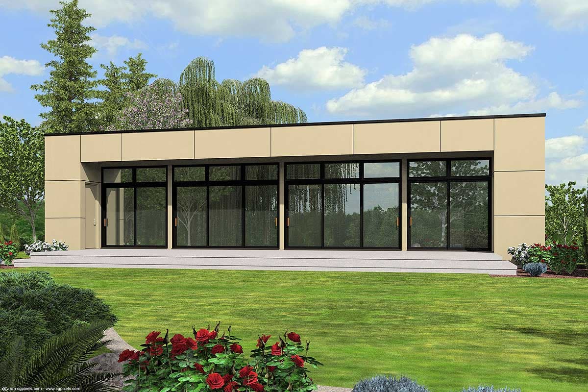 Plan 69626AM: Modern Two Bedroom House Plan with 2-Car Garage - 1268 Sq Ft - Image #8 - Contemporary, Modern