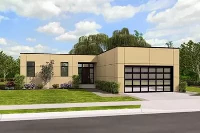 Modern Two Bedroom House Plan with 2-Car Garage - 1268 Sq Ft