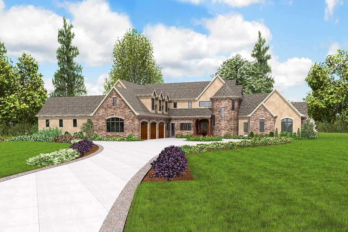 Plan 69632AM: 4- Bed Luxury House Plan with Training Room and Outdoor Kitchen - Image #82 - European, French Country, Transitional