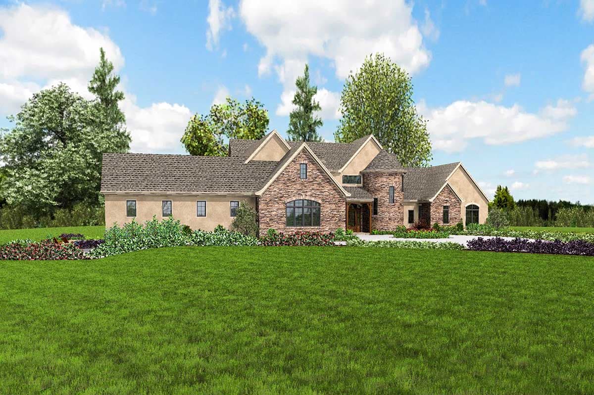Plan 69632AM: 4- Bed Luxury House Plan with Training Room and Outdoor Kitchen - Image #83 - European, French Country, Transitional