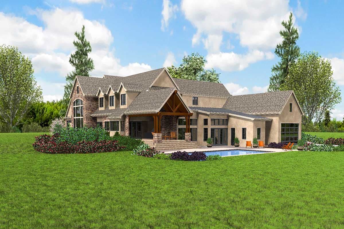 Plan 69632AM: 4- Bed Luxury House Plan with Training Room and Outdoor Kitchen - Image #86 - European, French Country, Transitional