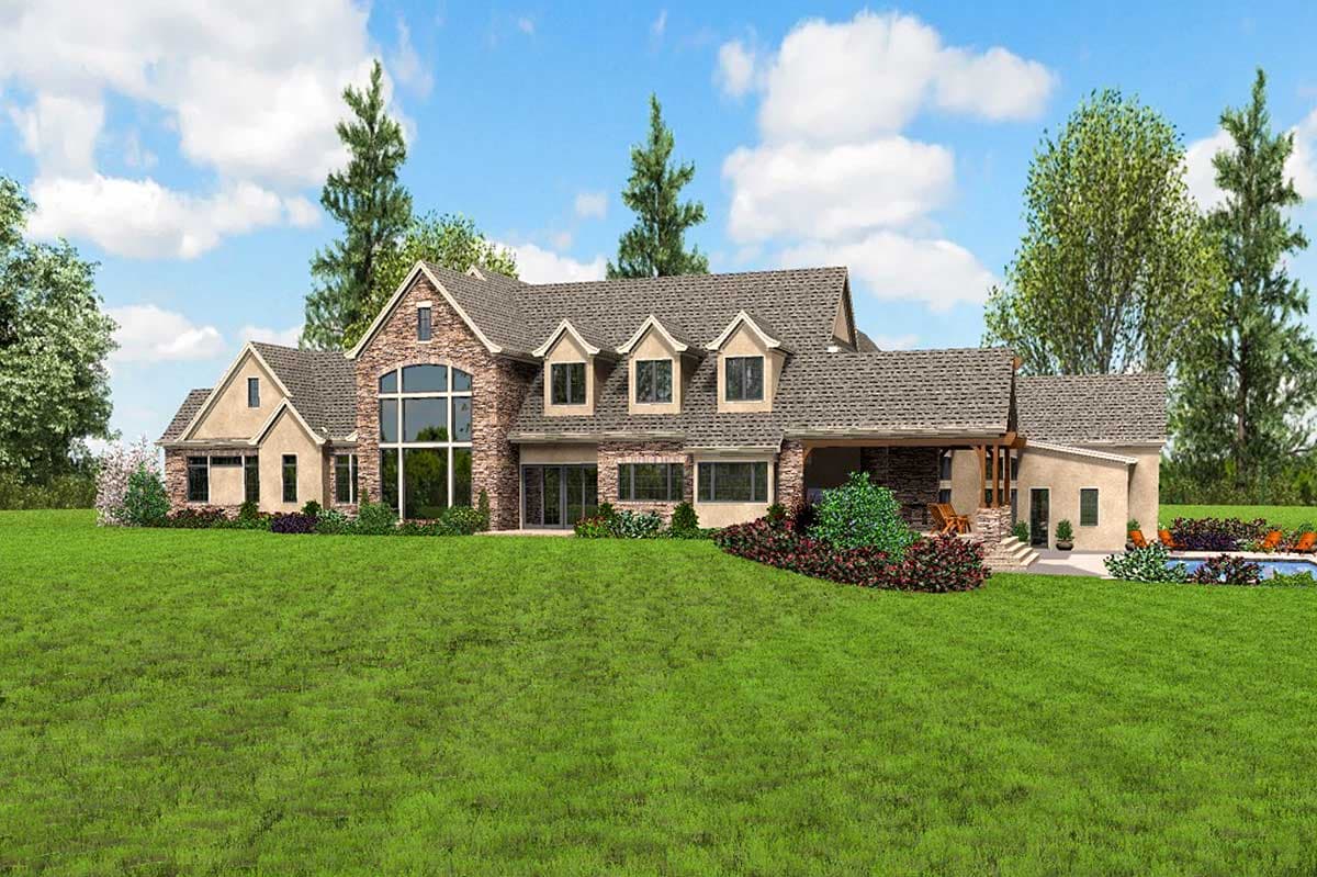 Plan 69632AM: 4- Bed Luxury House Plan with Training Room and Outdoor Kitchen - Image #87 - European, French Country, Transitional