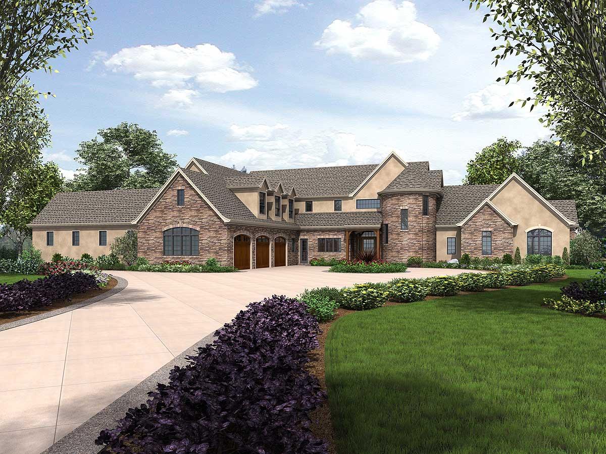Plan 69632AM: 4- Bed Luxury House Plan with Training Room and Outdoor Kitchen - Image #77 - European, French Country, Transitional