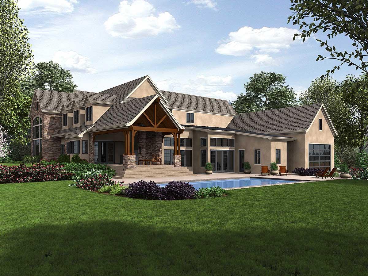 Plan 69632AM: 4- Bed Luxury House Plan with Training Room and Outdoor Kitchen - Image #79 - European, French Country, Transitional