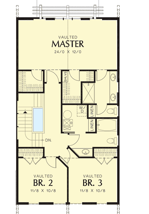 Plan 69634AM: Three Vaulted Bedrooms - Floor Plan - 2nd Floor - Craftsman, Northwest