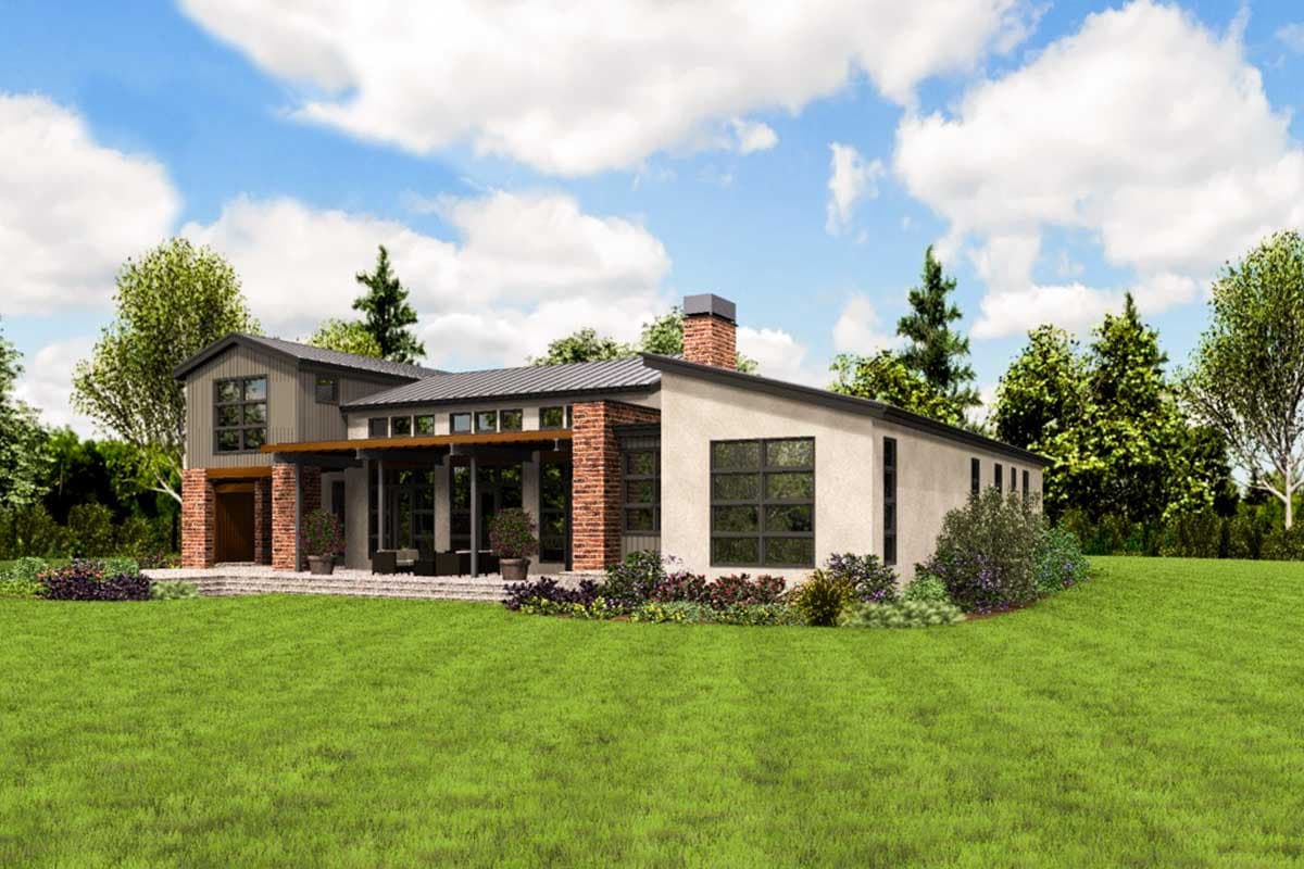 Plan 69636AM: Dramatic Contemporary House Plan with Vaulted Great Room - Image #6 - Contemporary, Mid Century Modern, Modern, Northwest