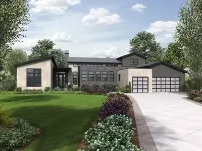 Dramatic Contemporary House Plan with Vaulted Great Room