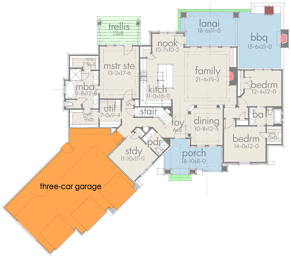 Plan 16896WG: Superb Craftsman with 480 Square Feet of Bonus Room Expansion - 2397 Sq Ft - Floor Plan - Main Level - 3-Car Garage Option ($ Paid Option) - Craftsman, Mountain, Northwest, Ranch, Vacation