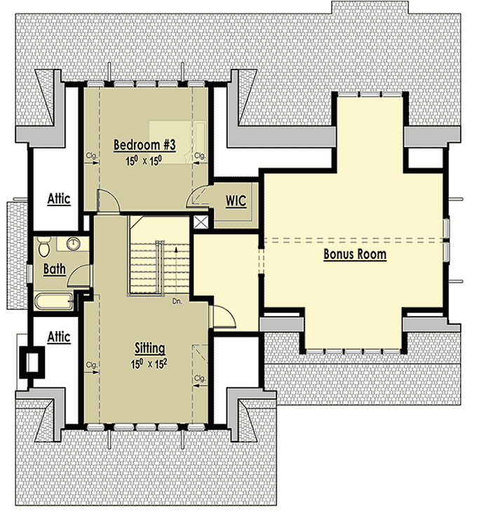 Plan 18293BE: Storybook Bungalow with Bonus Over the Garage - 1932 Sq Ft - Floor Plan - 2nd Floor - Bungalow, Country, Craftsman