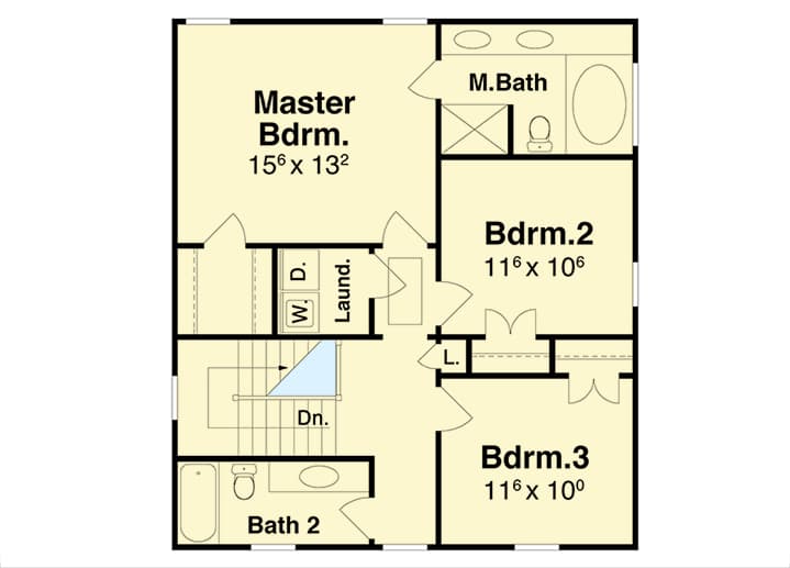 Plan 92053VS: Four Square House Plan with Wraparound Porch - Floor Plan - 2nd Floor - Bungalow, Craftsman, Northwest