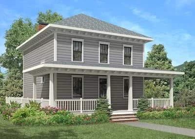 Four Square House Plan with Wraparound Porch