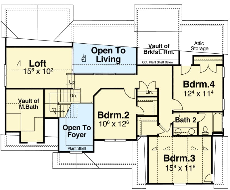 Plan 92064VS: Northwest House Plan with Special Master Ceiling - Floor Plan - 2nd Floor - Northwest, Traditional