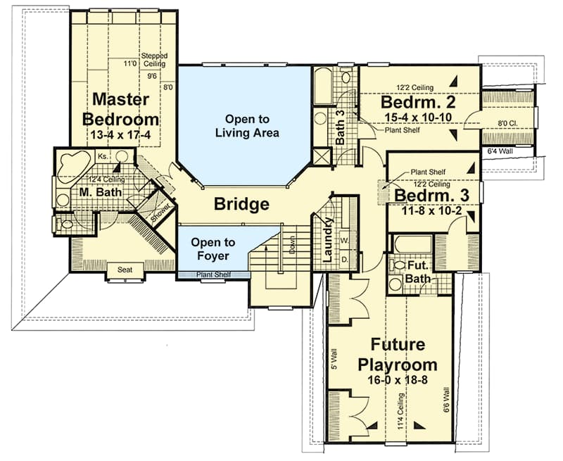 Plan 92095VS: Traditional House Plan with Wrap-Around Porch - Floor Plan - 2nd Floor - Traditional