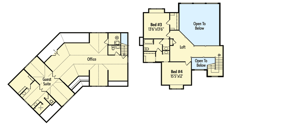 Plan 95025RW: European House Plan with Sunken Great Room - Floor Plan - 2nd Floor - European, Rustic, Traditional