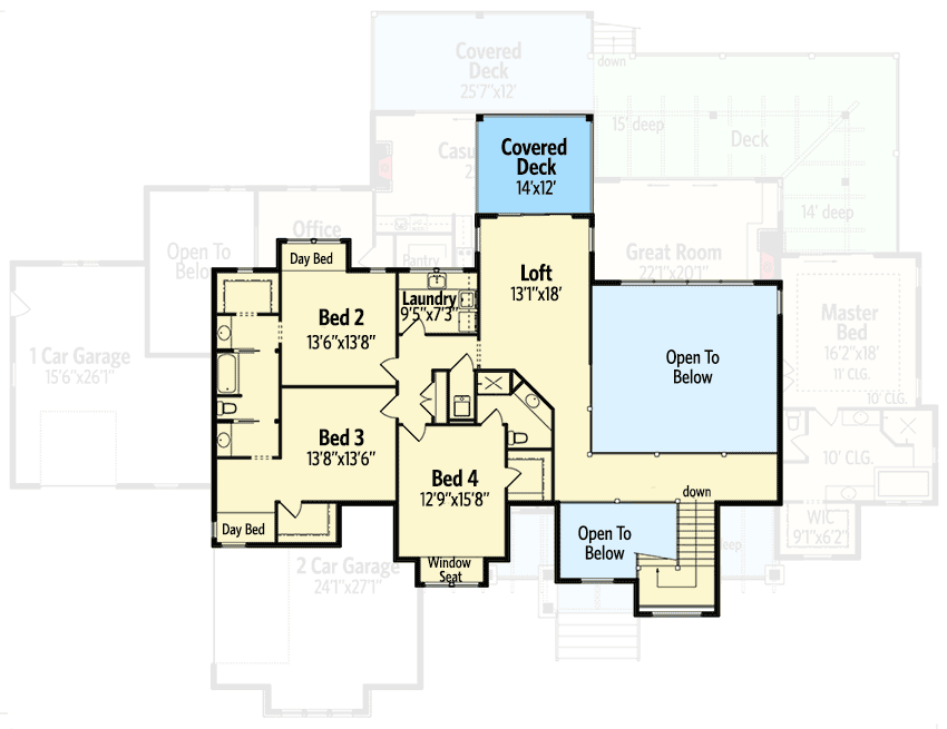 Plan 95028RW: Rockin' Mountain Home with Climbing and Exercise Rooms - 4784 Sq Ft - Floor Plan - 2nd Floor - Craftsman, Mountain, Northwest, Rustic, Vacation