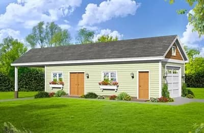 Garage Plan with Workshop and Carport