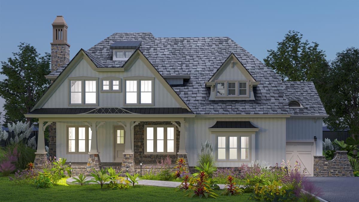 Plan 25613GE: Delightful House Plan with Stone and Board and Batten Exterior and an Angled Keeping Room - Image #6 - New American, Northwest, Shingle