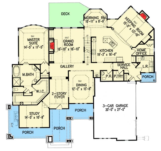 Plan 25622GE: Exclusive Shingle Style House Plan - Floor Plan - Main Level - Shingle, Traditional