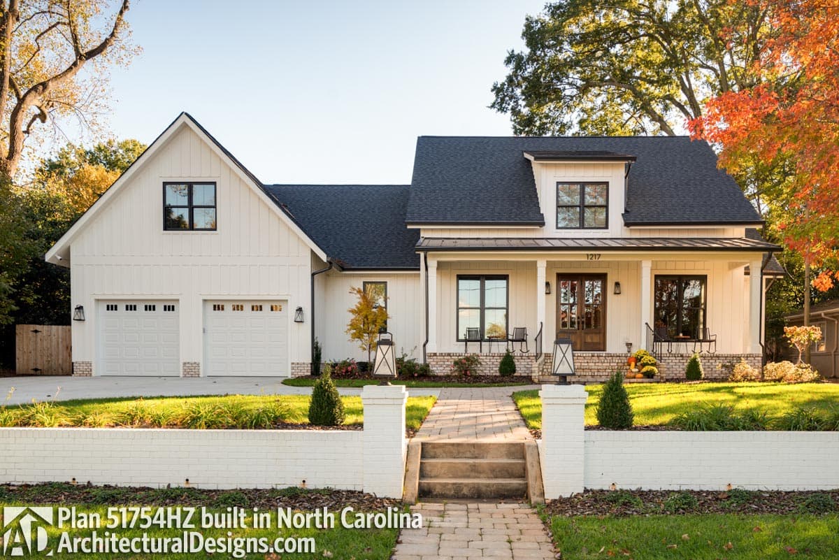 build gallery item - House Plan 51754HZ comes to life in North Carolina with front-facing garage