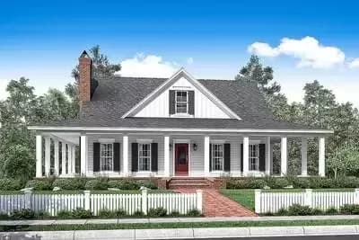 3 Bed Country House Plan With Full Wraparound Porch - 2084 Sq Ft