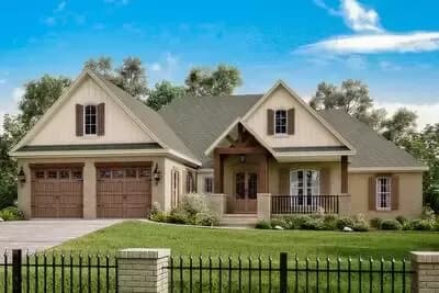 Four Bed French Acadian Home Plan with Optional Bonus Space - 2329 Sq Ft