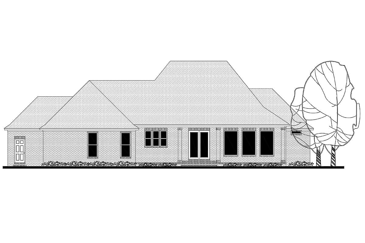 Plan 51752HZ: French Country House Plan With Split Bedrooms and a Bonus Room - 2487 Sq Ft - Image #38 - Acadian, European, French Country, Louisiana-Style