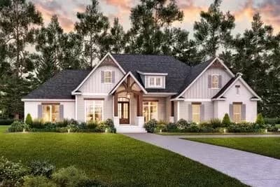4-Bed Craftsman House Plan with Optionally Finished Bonus Room Over Garage - 2641 Sq Ft